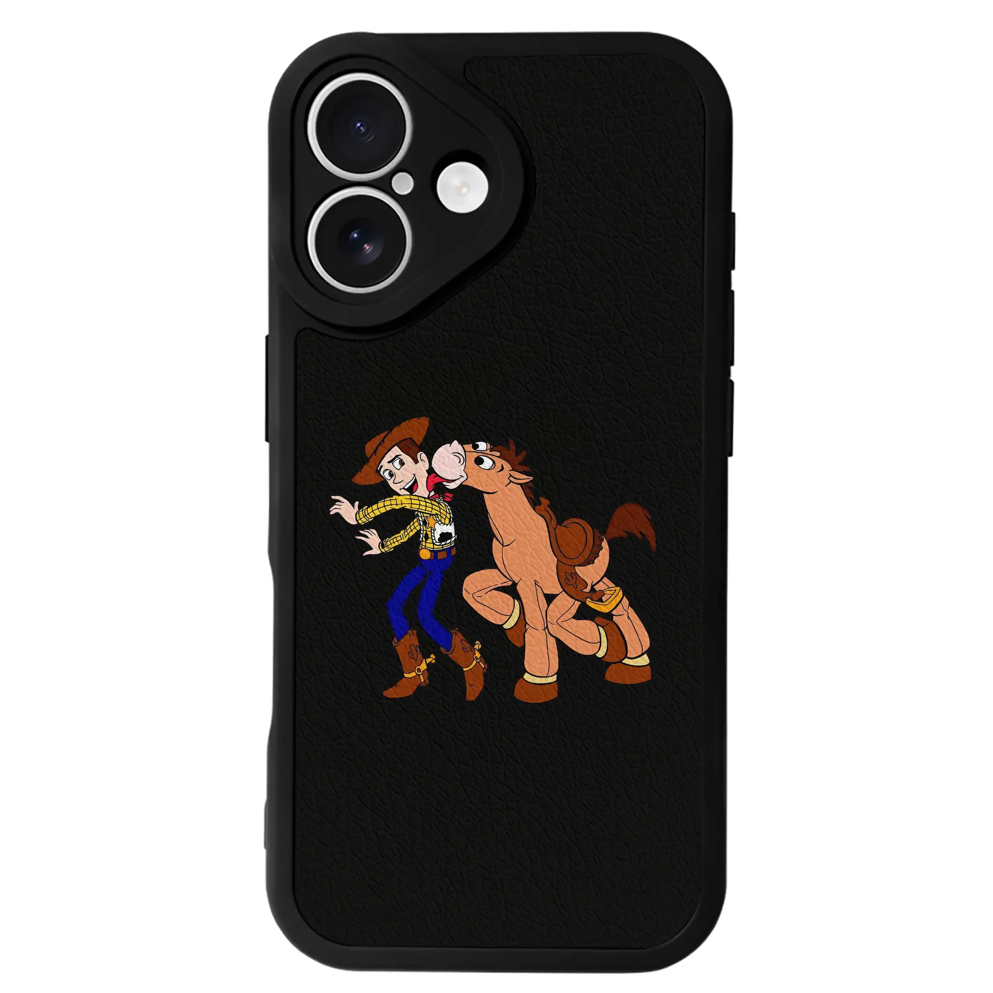 トイ・ストーリー グッズ ウッディ - IPhone 16シリーズ対応 ・ シリコンスマホケース ・ レザー調 ・ 高精度フィット ・ 耐衝撃 ・ ワイヤレス充電対応 ・ 精密カット